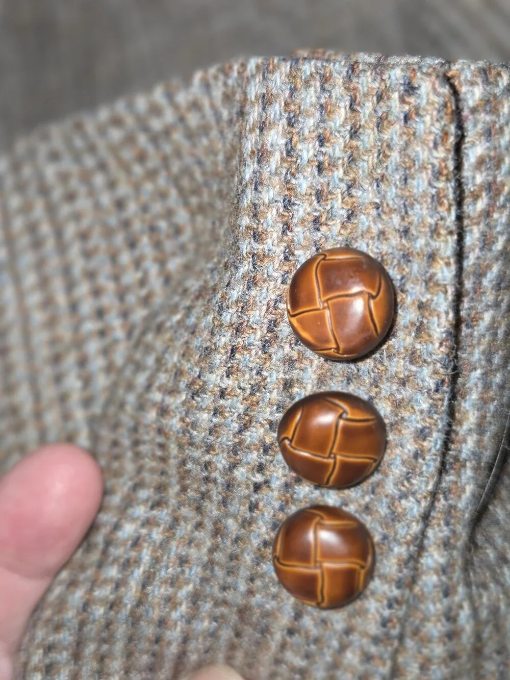 vintage Londonderry by PEABODY Brown Houndstooth Wool Blazer, Size 11/12 - Adult